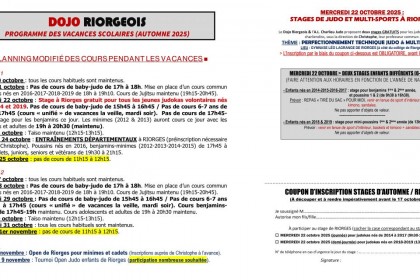 PROGRAMME DES VACANCES DE LA TOUSSAINT